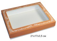 Коробочка для пряников 21*17*3,5см рыжая